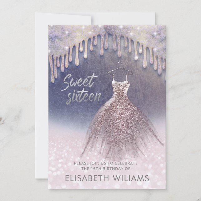 Convite Vestido geminado gole rosa ouro ombre i (Frente)