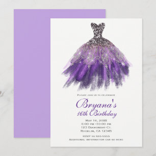 Convite Vestido Glamour com Lantejoulas Roxo e Prata Festa