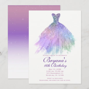 Convite Vestido Glamour com Lantejoulas Roxo Pastel Festa 