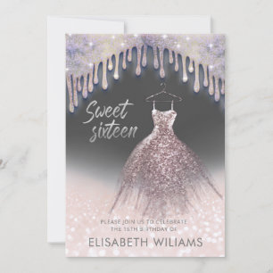 Convite Vestido gótico gira rosa ouro-ombre