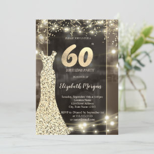 Convite Vestido Lantejoulas Luzes de Corda Aniversário de
