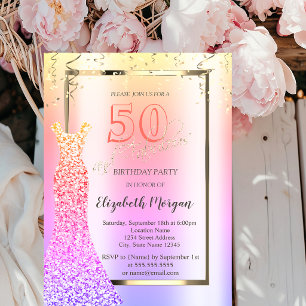 Convite Vestido Lantejoulas Ombre 50º Aniversário