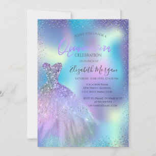 Convite Vestido Legal, Confete Holográfico Quinceañera