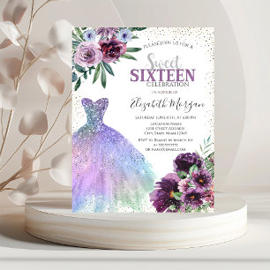 Convite Vestido Legal, Flores Violeta Confetes