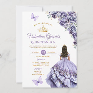 Convite Vestido Lilás Claro Quinceañera 15 Anos Floral Dou
