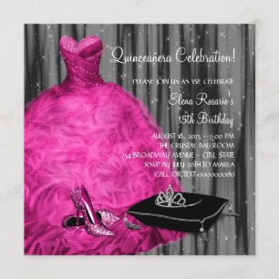 Convite Vestido Magenta Sapatos de Salto Alto Princesa Qui