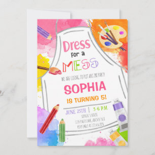 Convite Vestido Por Um Aniversário De Arte Mess