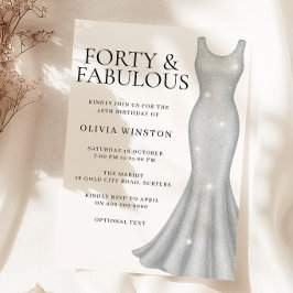 Convite Vestido Prateado com Brilho 40º Aniversário