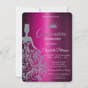 Convite Vestido Prateado com Lantejoulas Metalizado Roxo