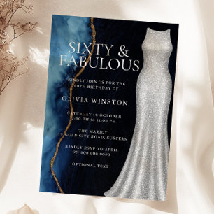 Convite Vestido Prateado Elegante e Festa de 60 Anos de Id