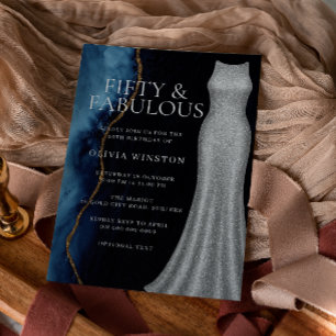 Convite Vestido prateado elegante e Festa de aniversário 5