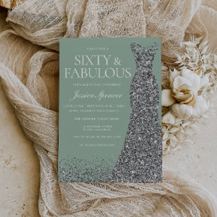Convite Vestido Prateado & Sage Sessenta & Fabuloso Aniver