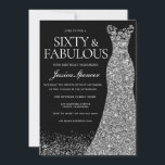 Convite Vestido Prateado Sessenta e fabuloso 60º Partido P<br><div class="desc">Silver Dress Sessenta e fabulosa Variações de Convite Preto de 60 Partes para o convite e itens correspondentes na nossa loja</div>