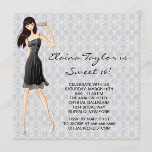 Convite Vestido Preto Little Black Dress Branco Festa Swee
