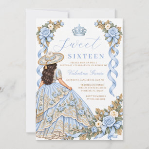 Convite Vestido Princesa Azul Bebê Doce Dezesseis Aniversá