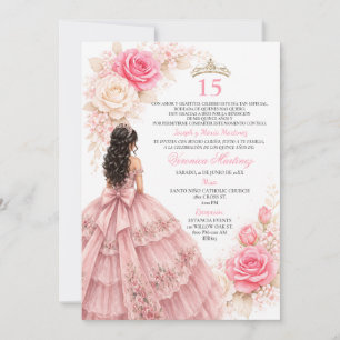 Convite Vestido Princesa Blush Sweet 15 Elegante Dourado R
