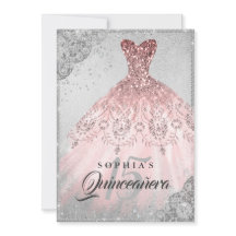 Vestido Quinceanera com Brilho de Diamante Prata D