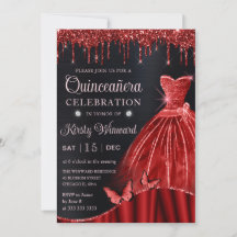Vestido Quinceanera Glitter Vermelho Aquarela