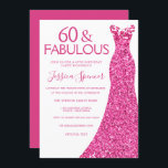 Convite Vestido rosa 60ª Festa de aniversário 60 e fabulos<br><div class="desc">Colar 60ª Festa de aniversário 60 e Fabulosas Variações de Convite para o convite e itens correspondentes na nossa loja</div>