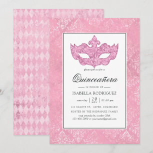 Convite Vestido Rosa Antigo para Festa de Quince Anos com