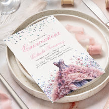 Vestido Rosa Floral Elegante Quinceanera