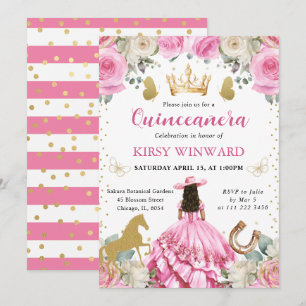 Convite Vestido Rosa Morena Princesa Ocidental Quinceanera