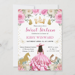 Convite Vestido Rosa Morena Princesa Western Doze Anos