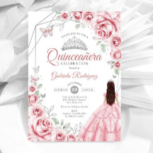 Vestido Rosa Prata de Quinceanera Floral
