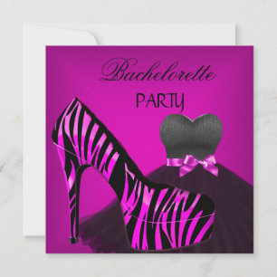 Convite Vestido Rosa Preto Zebra para Despedida de Solteir