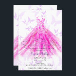 Convite Vestido Rosa Quente Púrpura Dança Borboleta Doce 1<br><div class="desc">Personalizar para qualquer evento</div>