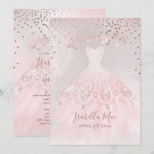 Convite Vestido Rosa Quinceanera+Vestido Iridescente de Fu