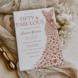 Convite Vestido Rose Gold Fifty & Fabulous 50º Aniversário