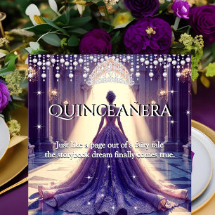 Convite Vestido Roxo de Castelo de Aniversário de 15 Anos 