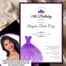 Vestido roxo elegante debut de 18 anos