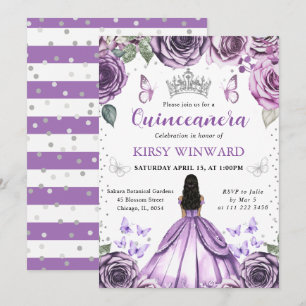 Convite Vestido Roxo Princesa de Pele Morena Quinceanera I