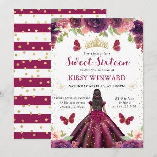 Convite Vestido Roxo Princesa de Pele Morena Sweet 16