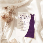 Convite Vestido Roxo Quarenta e Fabuloso aniversário de 40<br><div class="desc">Vestido Roxo Quarenta e Fabuloso aniversário de 40 anos Convite Ver coleção correspondente na nossa Loja de Nicho e Nest</div>