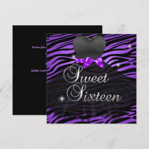Convite Vestido Sweet Sixteen Sweet 16 Preto Roxo Zebra