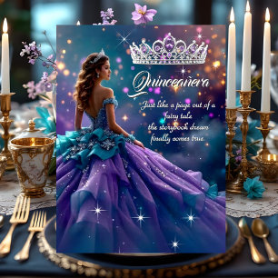 Convite Vestido Tiara Roxo Azul Turquesa Festa de Aniversá