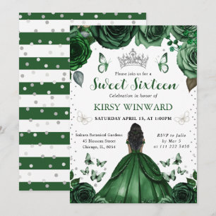 Convite Vestido Verde Caçadores Princesa de Pele Escura Sw