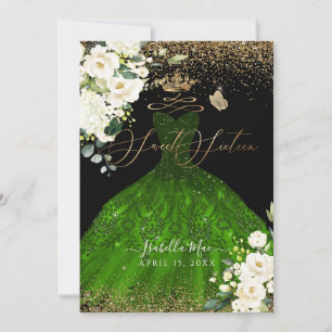 Convite Vestido Verde com Brilho para Sweet Sixteen da Pix