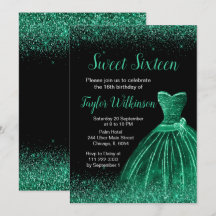 Vestido Verde Escuro Faux Glitter Doce 16 Aniversá