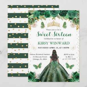 Convite Vestido Verde Escuro Princesa de Pele Morena Doce 
