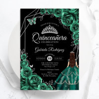 Vestido Verde Esmeralda Prata para Quinceanera Flo