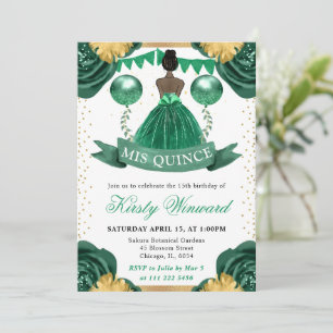Convite Vestido Verde Pele Morena Princesa Quinceanera