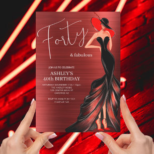 Convite Vestido Vermelho 40 e Fabuloso Aniversário Elegant