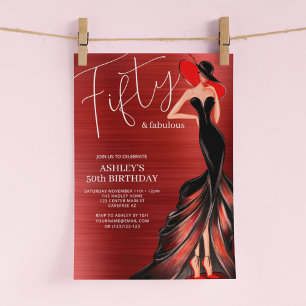Convite Vestido Vermelho 50 e Fabuloso Aniversário Elegant