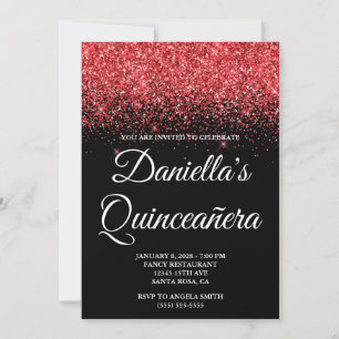 Convite Vestido Vermelho Brilhante com Lantejoulas Preto p