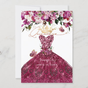 Convite Vestido Vermelho Cereja Quinceanera PixDezines