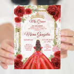 Convite Vestido Vermelho e Rosas Quinceanera Mexicano Conv<br><div class="desc">Red Dress & Rosas Quinceanera Mexicano Convite Mis Quince Anos,  15 Birthday</div>